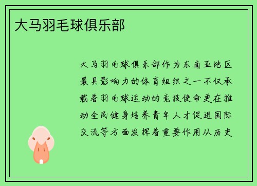 大马羽毛球俱乐部