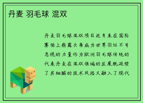 丹麦 羽毛球 混双